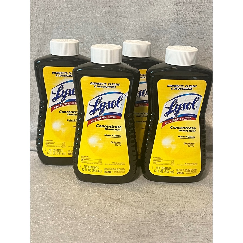LYSOL Concentrate Disinfectant Original Scent 12oz 4 Pack Makes 9 Gallons 5xpwr